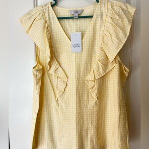 Croft & Barrow Yellow Checkered Blouse